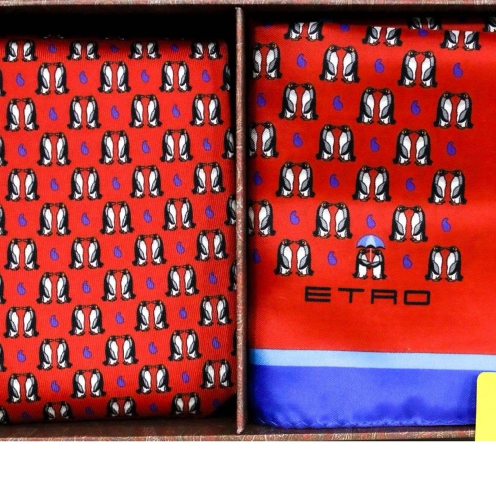 Lost in the 🔥 NIB Etro Milano Silk Scarf/Handkerchief and Tie - Picture 1 of 7